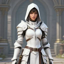 portrait of kate beckisale as cute girl in a white dnd assasin's cloth armor, gta v cover art, borderlands style, fantasy medieval style, inn background, celshading, sharp focus, intricate, detailed, by rhads, andreas rocha, rossdraws, makoto shinkai, laurie greasley, lois van baarle, ilya kuvshinov and greg rutkowski, dynamic lighting, sharp focus, grunge aesthetic, 4 k