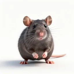 playful rat, clean 3d render, full body, isolated on a pure white background, centered, entire subject in frame, sharp focus, soft studio lighting