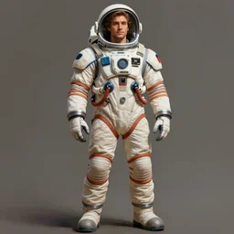 male, space suit, character sheet, concept art, stylized, large shoulders, long thin legs, exaggerated proportions, concept design
