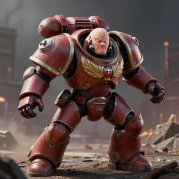 peter griffin wearing warhammer space marine armor dynamic pose menacing cinematic shot atmospheric greebled high detail 4 k