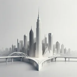 by jim burns tranquil, angular. a beautiful land art of a cityscape with tall spires & delicate bridges.