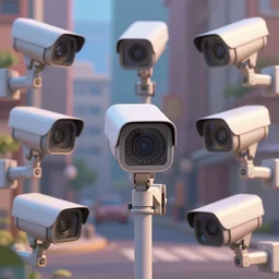 security cameras gain sentience, pixar movie still, official media, 4 k hd, by bill presing h 9 6 0