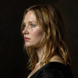 side view portrait of kate moss by albrecht durer, william warehouse, jan van eyck
