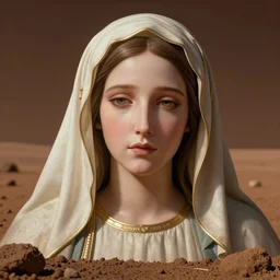 virgin mary face image in soil on mars photo