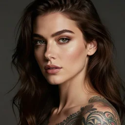 woman with tattoo, close - up photography