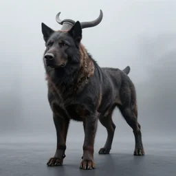 cerberus. professional studio photography. foggy background. hdr 8 k.
