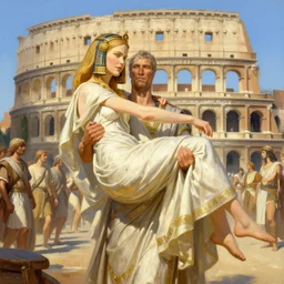 nicole kidman is cleopatra being carried into rome, artist thomas kinkade, zaha hadid, glorious, bright sunlight, ancient times,