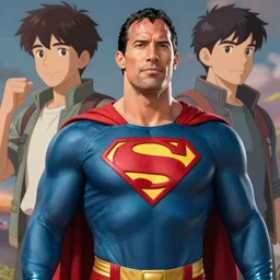 a highly detailed matte painting of dwayne johnson as superman by studio ghibli, makoto shinkai, by artgerm, by wlop, by greg rutkowski, volumetric lighting, octane render, 4 k resolution, trending on artstation, masterpiece