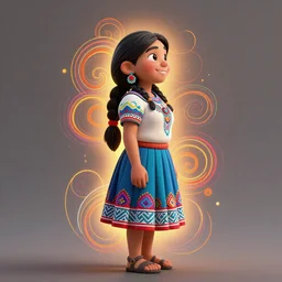 full body side profile centered painted cartoony portrait, beautifull peruvian indigenous happy, d & d, gloomhaven, matte painting concept art, art nouveau, beautifully backlit, swirly vibrant color lines, fantastically gaudy, aesthetic octane render, 8 k hd resolution, by ilya kuvshinov and cushart krentz and gilleard james