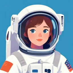 ( ( strong dither ) ), editorial illustration portrait of a young astronaut girl, colorful modern, mads berg, karolis strautniekas, christopher balaskas, fine texture, dynamic composition, detailed, matte print, dynamic perspective, halftone, muted color, lomography, ( ( risograph ) )