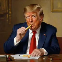 donald trump eating crayons, classic painting