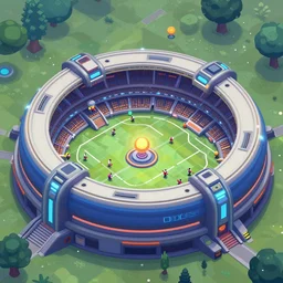 futuristic arena isometric style by rocket league