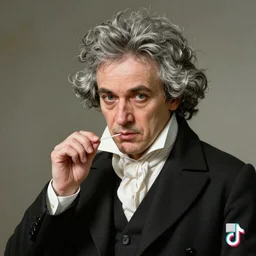 a photo of beethoven doing the floss on tiktok, app screenshot, photorealistic, 8 k