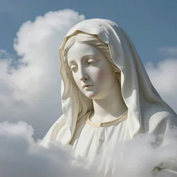 beautiful puffy clouds resolve white virgin mary face