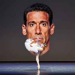 john cena as a ballerina, on a stage, big eyes, portrait by greg hildebrandt, studio lighting, muted colors, by terry richardson, handmade, by beeple, ultrarelistic, extreme detail, reflections, trending on artstation, 8 k