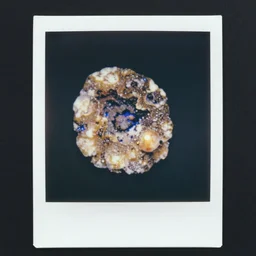 polaroid of a beautiful mineral in a dream, collage, reflection, double exposure,  gradient, pareidolia, chromatic aberration, cinematographic