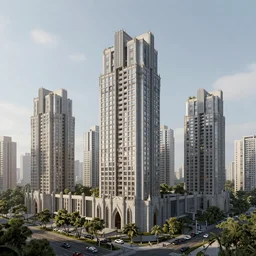 a suburb skyview in the style of brutalist architecture in the style of gothic architecture in the style of minimalistic architecture trending on artstation deviantart pinterest detailed realistic hd 8 k high resolution