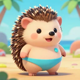 hedgehog in a bikini in sea of thieves, hedgehog wearing a bikini, bikini, bathing suit, cute, colourful, happy, adorable, funny