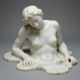 a marble sculpture of a melting person