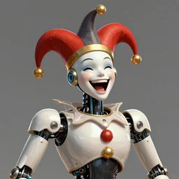 Kings jester artificial intelligence robot, comedy image, laugh, funny, futuristic, intricate, elegant, digital painting, artstation, concept art, smooth, sharp focus, illustration, artstation trending, octane render, unreal engine