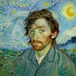 John Lennon portrait painted in Vincent van Gogh style - H 1024 - W 1024 - n8 - i