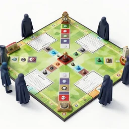 board game with traitors and 4 sides of conflict with cooperative crisis cheks