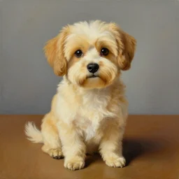 painting of cute dog in style of rene magritte