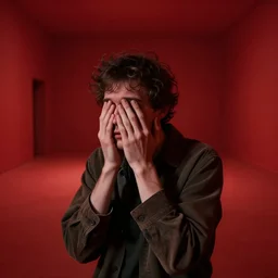 a schizophrenic guy with a stratification of consciousness suffers in despondency in the hyper expanse of the red room