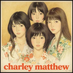 “ charley matthew portrait by ikenaga yasunari and ayana otake and ko rakusui, 6 0 s poster, drawing, realistic, sharp focus, japanese, dreamy, nostalgia, faded, golden hues, floral clothes ”