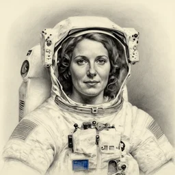 charcoal drawing portrait of an astronaut woman in suit by edward hopper and jenny saville and raphael, darek zabrocki, alphonse mucha, simon stalenhag