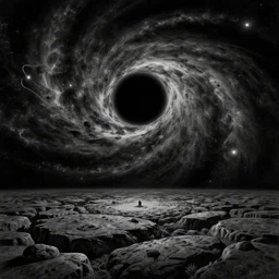 “ black hole outerspace, universe, vacuum, landscape, wallpaper, detailed, drawn by kentaro miura ”