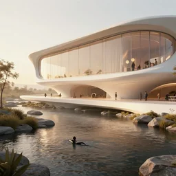 river styx hell, by tim blandin and arthur haas and bruce pennington and john schoenherr, big windows architecture by zaha hadid, octane render, warm colour scheme, white, cinematic, scenery, cgsociety, modernism, futuristic, trending on artstation, sci - fi, high detail, high quality, close up angle