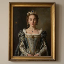 Emilia Clarke as a queen in a painting hanging on the wall