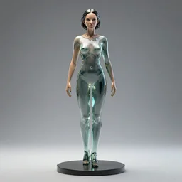 beautiful glass Nathalie Portman full body sculpture, octane render,  HDR