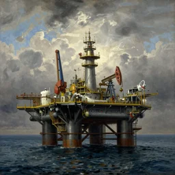 an oil platform, by carl spitzweg
