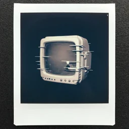 polaroid of a glitchy 3d model