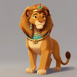 fullbody beautiful detailed character design of a feral feline wearing egyptian necklace, egyptian jewelry. deviantart lioness adoptable, character concept artwork professional, portrait studio lighting by artgerm, jessica rossier in the style of disney, zootopia, the lion king, artstation deviantart