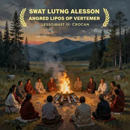 a painting of a sweat lodge ceremony