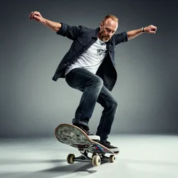 saul goodman on a skateboard, studio photo, stunning scene, hdr, dynamic lighting,