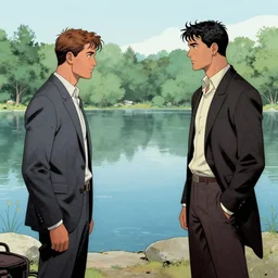 brief encounter in a lake, art by thomas blackshear and olivier bonhomme and geoff johns, tumblr, viennese actionism, fantasy, intricate and very very beautiful and elegant, highly detailed, digital painting, artstation, concept art, smooth and sharp focus, illustration