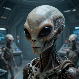 dead bodies of aliens brainsuckers inside the control room of ufo, close view, cyberpunk, perfect face, fine details, studio lighting, subtle shadows, art by katsuya terada, photorealism, hyper realism, octane render, hyper detailed, canon eos r 3, f / 1. 4, iso 2 0 0, 1 / 1 6 0 s, medium shot, 8 k, raw, unedited, in - frame,