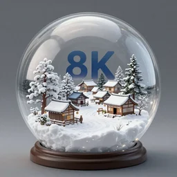 a japanese village inside a snowball, 8k, artstation trend, hdr, super detailed, light reflections, studio photo, professional photo
