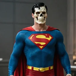 film still of a human skeleton as Superman in Superman, 4k