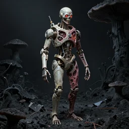 airbrushed vivisected machine 1 9 6 1 tiered, machine, standalone in destroyed black fungal carpet by kelly freas, alex ross, basil gogol fine art masterpiece baked at 3 0 0 f, matte painting, cold lighting, aged with sunlight, award winning horror, photorealistic render, cinematic