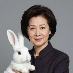 A portrait of Tsai Ing-wen as Forrest Gump, looks like bunny girl, nekomimi, with Sushi and Sashimi on left hand, red eyes, symmetrical facial features, 8k