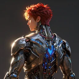 an intricate concept portrait art of a man with sci - fi body, post - apocalyptic, matte painting, back view, hyper realistic, cgsociety, artstation, style by greg rutkowski, dylan cole, artgerm, cinematic lighting, photorealistic movie still, octane render, vibrant, anime style