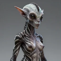 alien elf with zebra skin, ArtStation, CGSociety, Unreal Engine