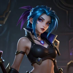 Cyberpunk theme Katarina from League of Legends detailed body and face accurate features, dark atmosphere , in the style of  Z.W. Gu from trending on artstation, HD, Octane render, smooth, sharp focus, Anime style