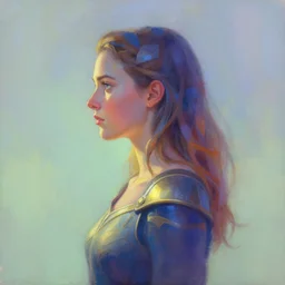 side portrait, imogen poots, paladin, gloomhaven, organic painting, hard edges, gradient, luminescent, octane render, by greg manchess, huang guangjian, gil elvgren, sachin teng, greg rutkowski, jesper ejsing, rhads, ilya kuvshinov, cushart krenz