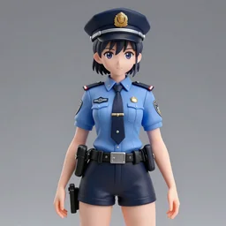 Anime girl figure in police suit, unreal engine, highly detailed.